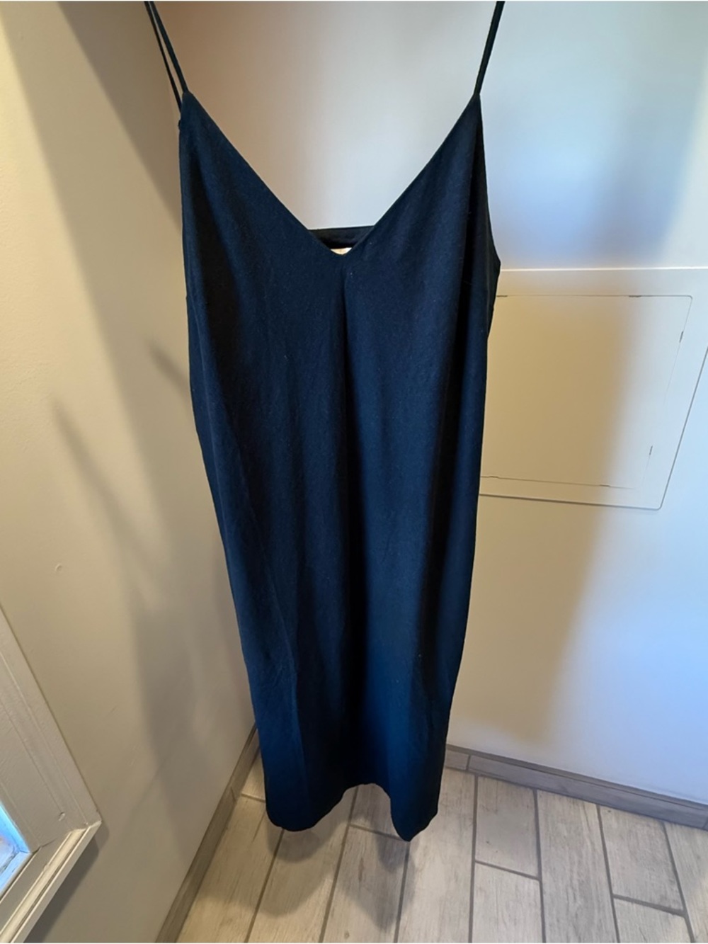 A New Day Linen Black Slip Dress with Adjustable Straps